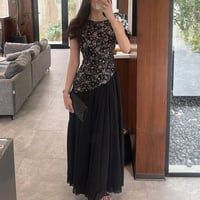 فستان اسود شيفون صدر سهره | Cutecci