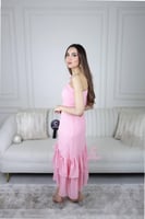 فستان سهرة بينك ناعم قصير | Cutecci