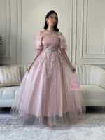 فستان سهرة لحمي صدر مكشوف فخم | Cutecci