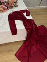 فستان عنابي ناعم ناري ذيل طويل من كيوتشي CUTECCI