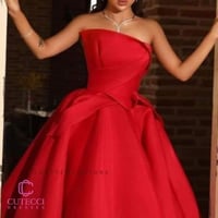 فستان أحمر ملكي من التفته الناعمة | موديل مناسبات...