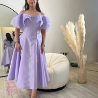 فستان سهرة موف بكسرات كريستال راقية | تصميم أنثوي...