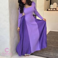 فستان العيد البنفسجي بستايل الطيات | لمسة راقية من...