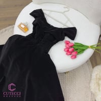 فستان سهرة أسود مخمل ملكي