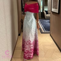 فستان سهرة مطرز وردي