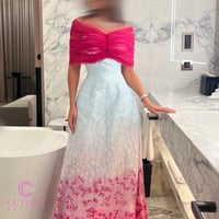 فستان سهرة مطرز وردي