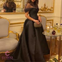 فستان أسود تفته مبطن بجيبون للسهرات من كيوتشي – فخ...