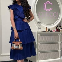 فستان سهرة ميدي كسرات نيلية أنثوية من Cutecci – مو...