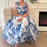 فستان ابيض مشجر قصير راقي من كيوتشي