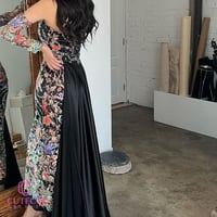 فستان سهرة مشجر مطرز بذيل فاخر