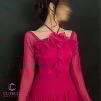 فستان سهرة فوشي شيفون بكشاكش