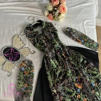 فستان سهرة مشجر مطرز بذيل فاخر