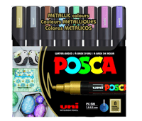 طقم أقلام بويسكا معدنية 8 ألوان PC-5M – POSCA