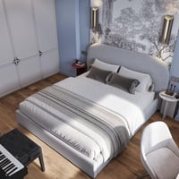 سرير نوم مودرن - لون رمادي فاتح - محايد وفخم