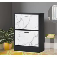 خزانة أحذية دورين - لون أسود و أبيض رخامي