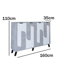 خزانة أحذية قسمين - لون رصاصي و أبيض