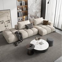 كنب حرف L بلون بيج بتصميم مميز وعصري