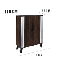 خزانة أحذية بابين - لون بني و أبيض