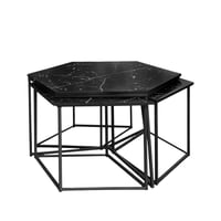 طقم طاولات 4 قطع - لون أسود رخامي - تصميم مميز وعص...