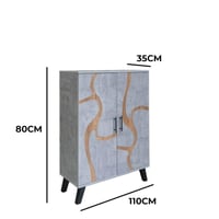 خزانة احذية - لون رمادي مع خشبي - تصميم فخم و راقي