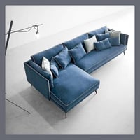 كنب زاوية حرف L بتصميم فريد - أزرق