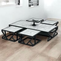 طقم طاولات خدمة 5 قطع - لون رمادي