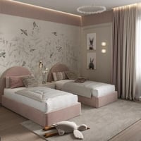 طقم أسرة أطفال بتصميم عصري -لون وردي