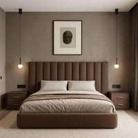 سرير مودرن بتصميم مميز و فخم - بني