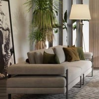 كنبة مودرن مقعدين - لون بيج