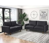 طقم كنب قطعتين- أسود