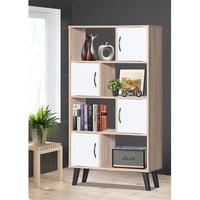 خزانة كتب مودرن - لون خشبي و أبيض