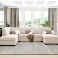 كنب زاوية حرف U - لون بيج مميز