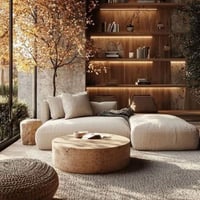 كنب زاوية حرف L بتصميم أنيق - بيج