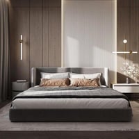 سرير نوم عصري - لون رمادي - تصميم أنيق و فاخر