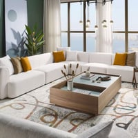 كنب زاوية حرف L - لون أبيض و تصميم مميز