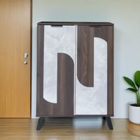 خزانة أحذية بابين - لون بني و رصاصي