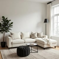 كنب زاوية حرف L - لون بيج فاخر - تصميم هادئ ومريح