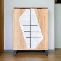 خزانة أحذية بابين - لون خشبي و رصاصي