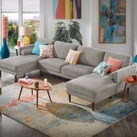 كنب زاوية حرف U - لون رمادي أنيق و مميز