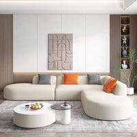 كنب زاوية حرف L بتصميم دائري - لون اوف وايت