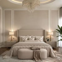 سرير مودرن - لون بيج - تصميم عصري وفخم