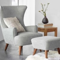 كرسي كنبة مفردة مع بوف- رمادي