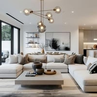 كنب زاوية مودرن حرف U - لون بيج - تناسب الديكور ال...