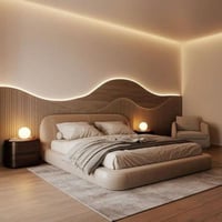 سرير عصري - لون بيج - مظهر راقٍ