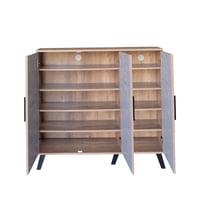 خزانة أحذية مودرن - لون خشبي ورمادي