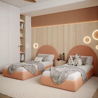 طقم أسرة اطفال - لون برتقالي - تصميم مختلف وعصري