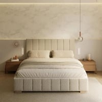 سرير مودرن - لون بيج - تصميم عصري ومميز