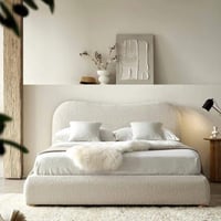 سرير مودرن - لون بيج رائع - تصميم ناعم