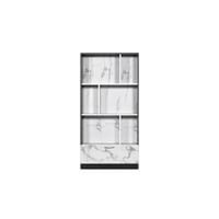 وحدة رفوف مودرن 3 أدوار - لون أسود و أبيض رخامي