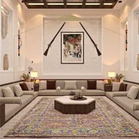 جلسة ارضية لون بيج +2 طاولة جانبية